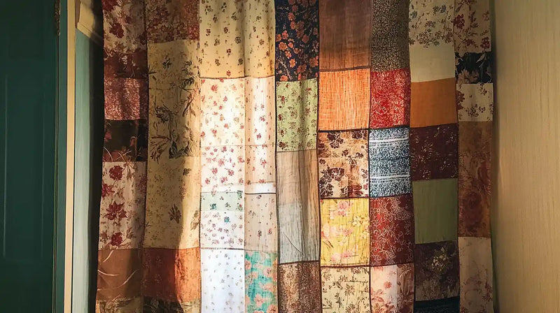 DIY Patchwork Curtains for Doors Using Various Scrap Fabric