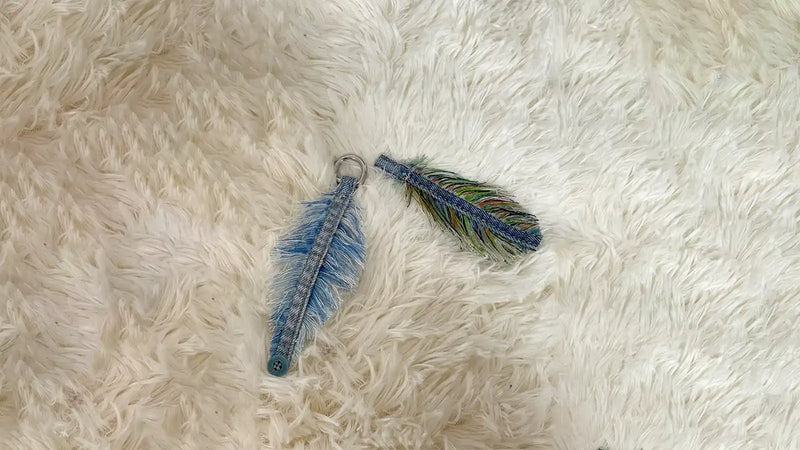 DIY Denim Feather Keychains from Old Jeans in 7 Easy Steps