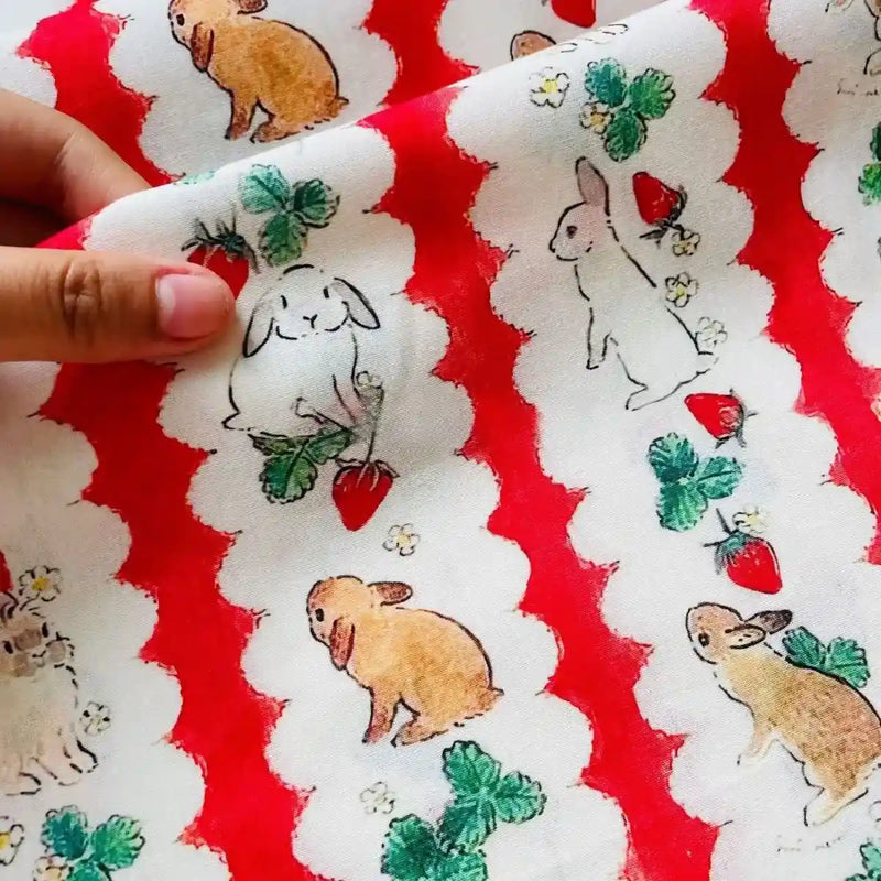 Bunny Carrot Cotton Easter Fabric By the Yard-Longan Craft