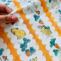Bunny Carrot Cotton Easter Fabric By the Yard-Longan Craft