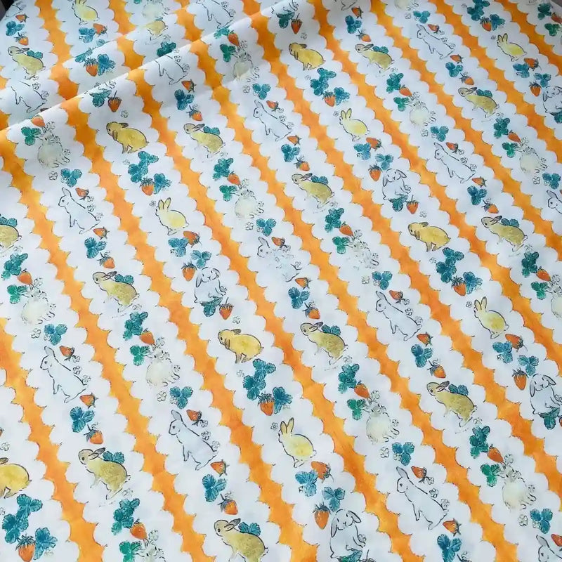 Bunny Carrot Cotton Easter Fabric By the Yard-Longan Craft