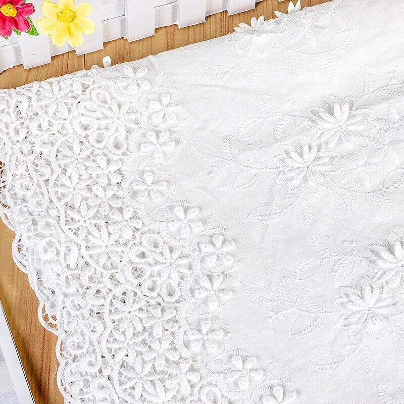 Cotton Hollow 3D Embroidered Eyelet Fabric By The Yard