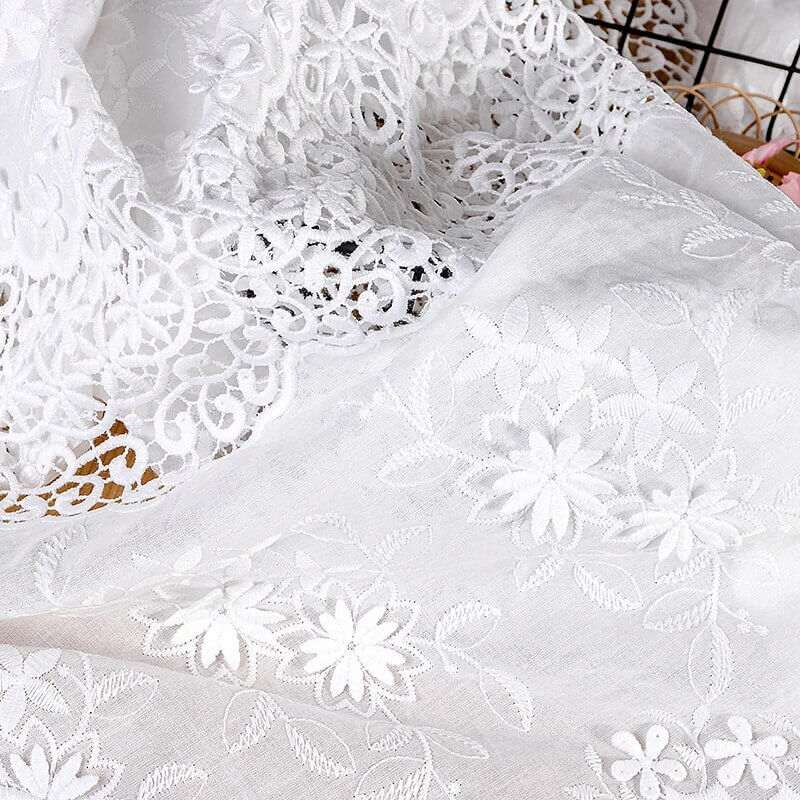 Cotton Hollow 3D Embroidered Eyelet Fabric By The Yard