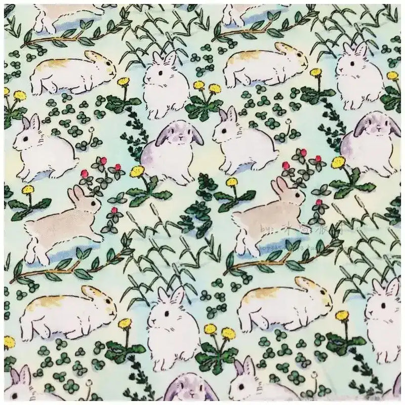 Floral Bunny Parade Easter Fabric By The Yard