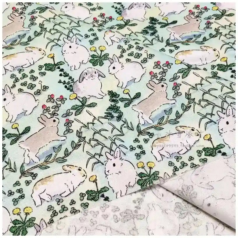 Floral Bunny Parade Easter Fabric By The Yard