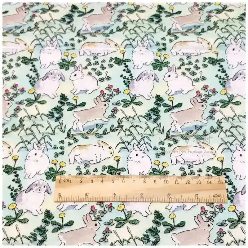 Floral Bunny Parade Easter Fabric By The Yard