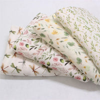 Flower Dragonfly Double Gauze Fabric By The Yard for clothing