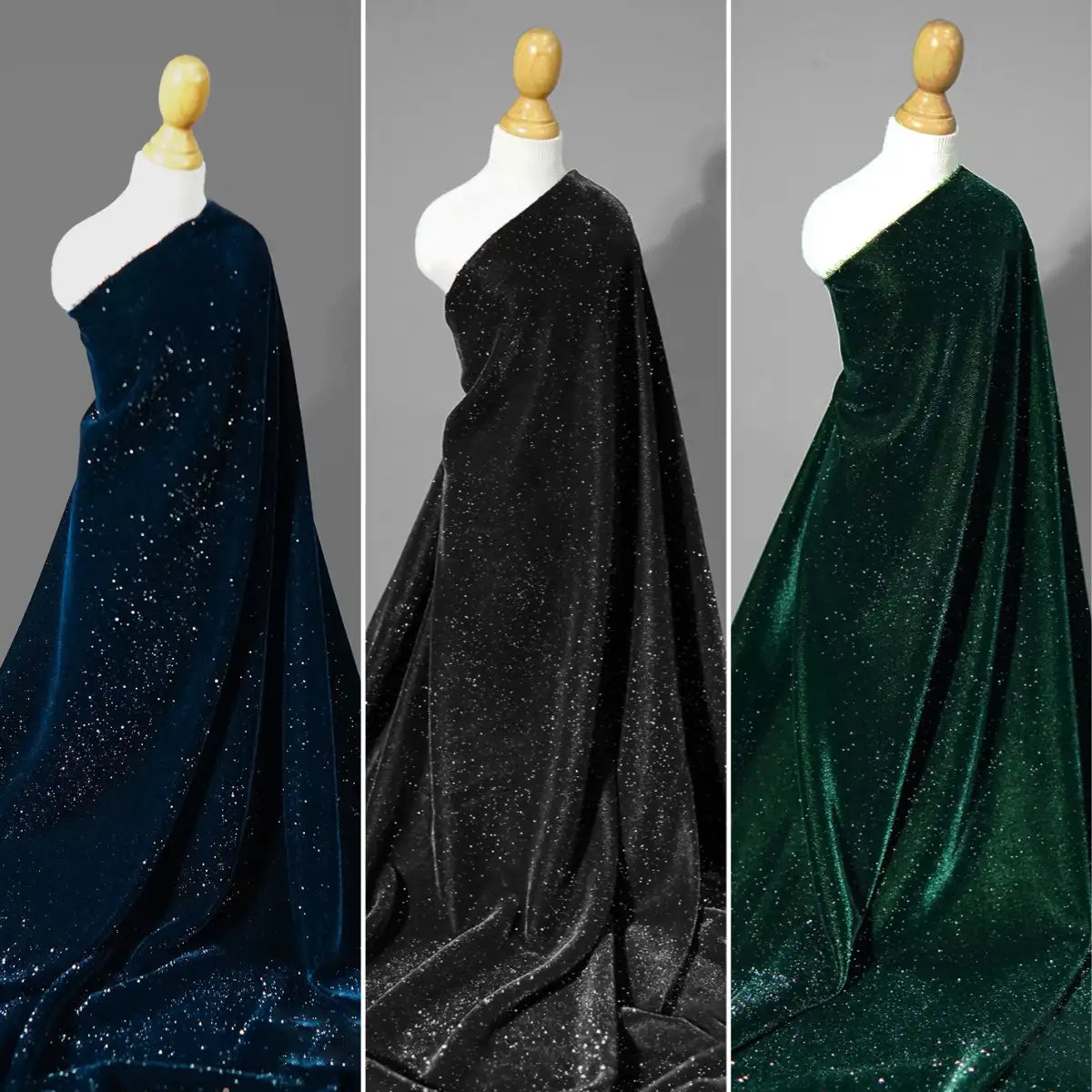 Glitter Velvet Fabric By the Yard|Sparkle Shimmer Velvet Material|Soft Sliver Polyester Velvet Cloth|DIY Gown Dresses Sewing Craft Fabric