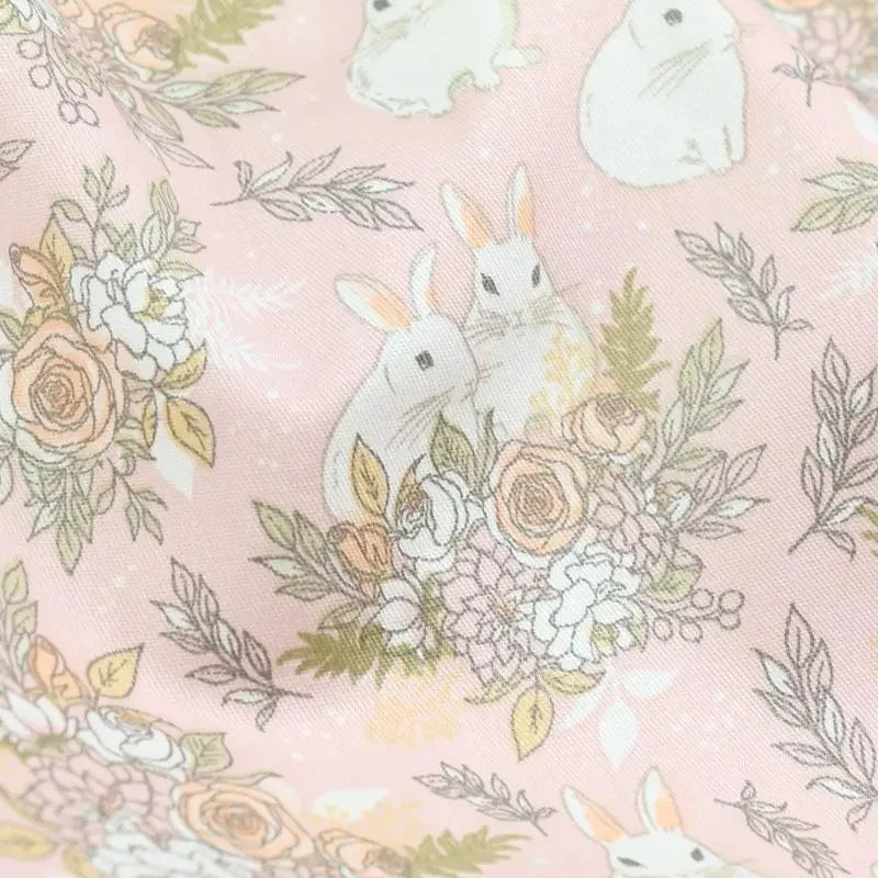 Pink Blue Bunnies Easter Fabric By The Yard