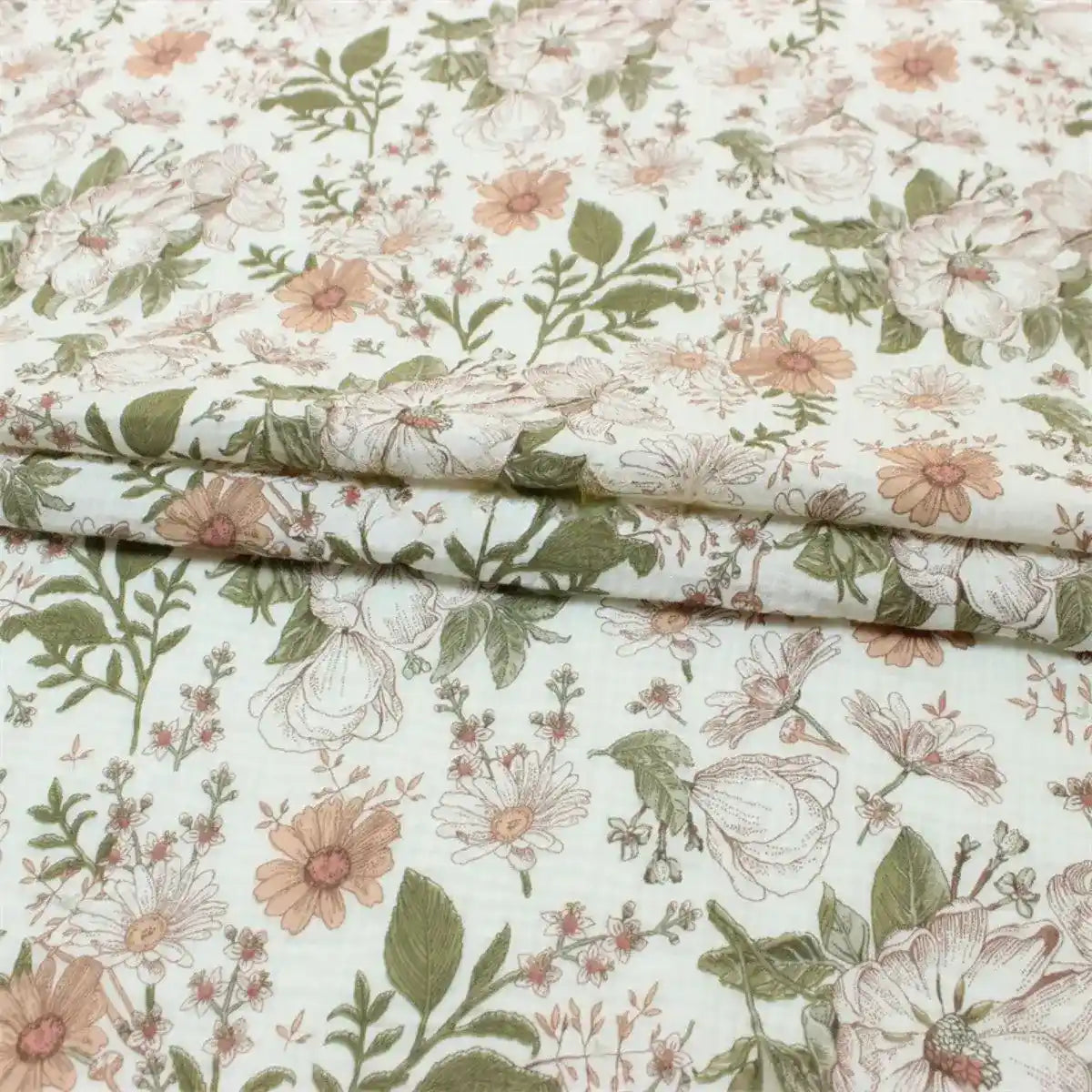 Retro Flower print Double Gauze Fabric By The Yard