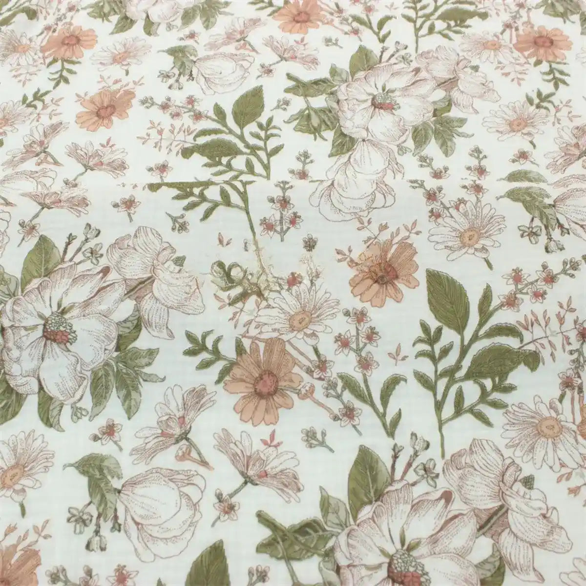 Retro Flower print Double Gauze Fabric By The Yard