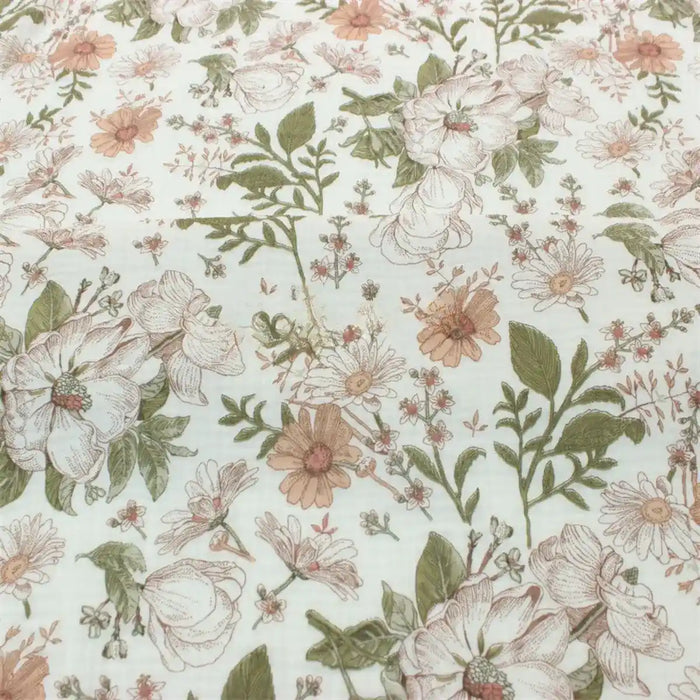 Retro Flower print Double Gauze Fabric By The Yard