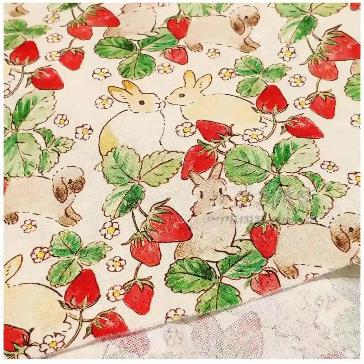 Strawberry Rabbit Easter Fabric By The Yard