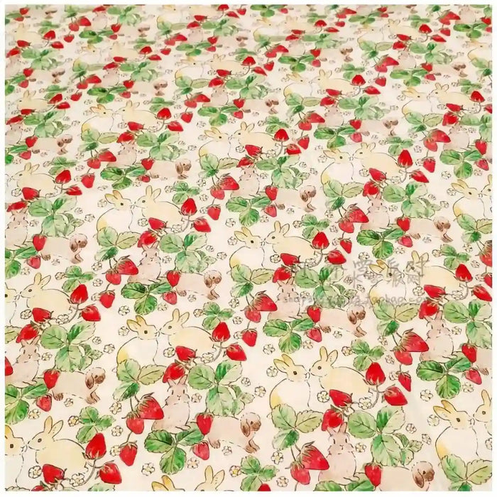 Strawberry Rabbit Easter Fabric By The Yard