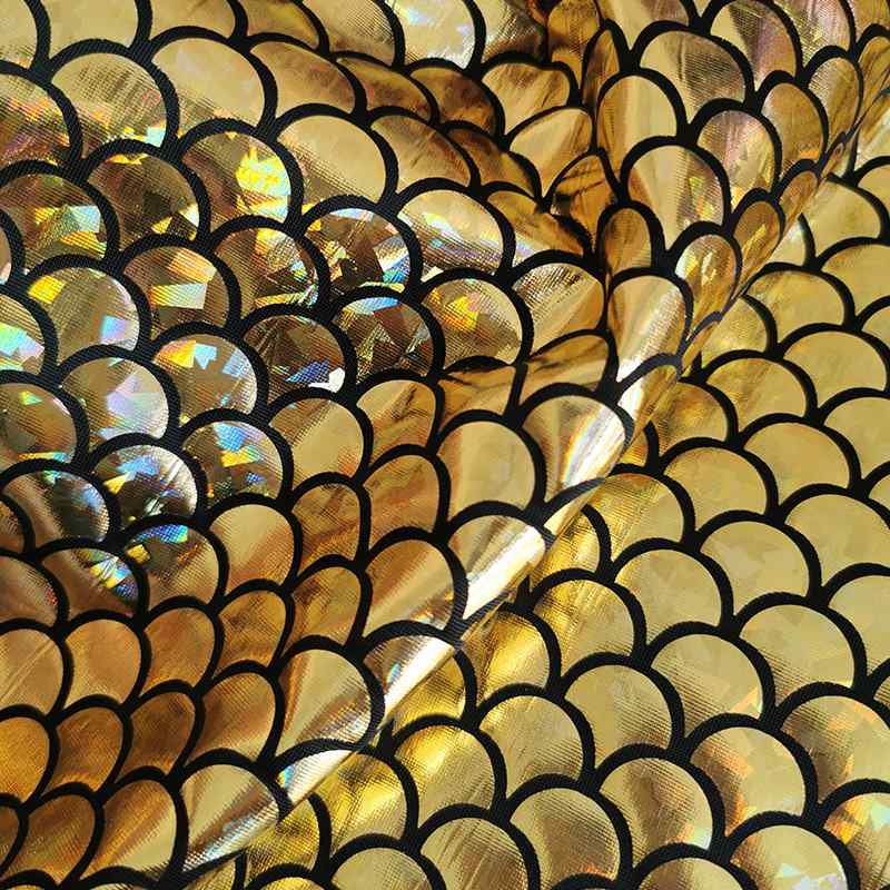 Stretch Mermaid Fabric By the Yard | Multicolor Scale Mermaid Laser Material | Stretchy Mermaid Fish Scale Fabric