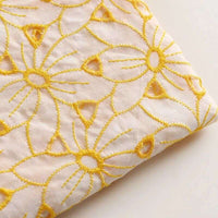 YellowFloralHollowOutEmbroideredEyeletFabricByTheYard