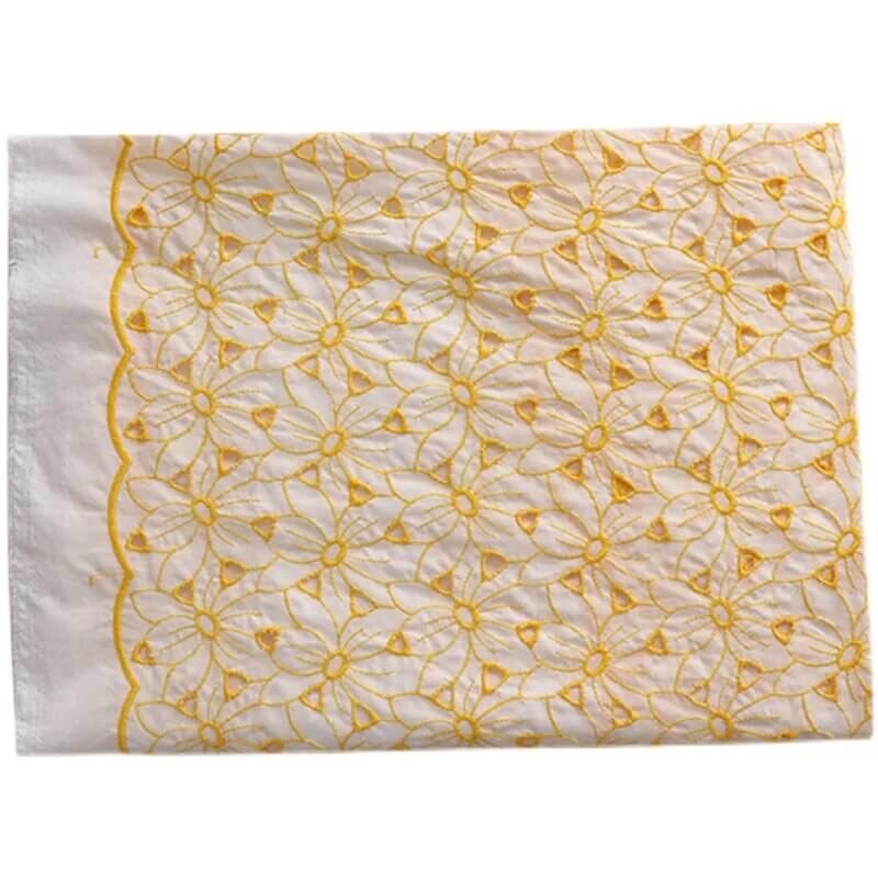 YellowFloralHollowOutEmbroideredEyeletFabricByTheYard